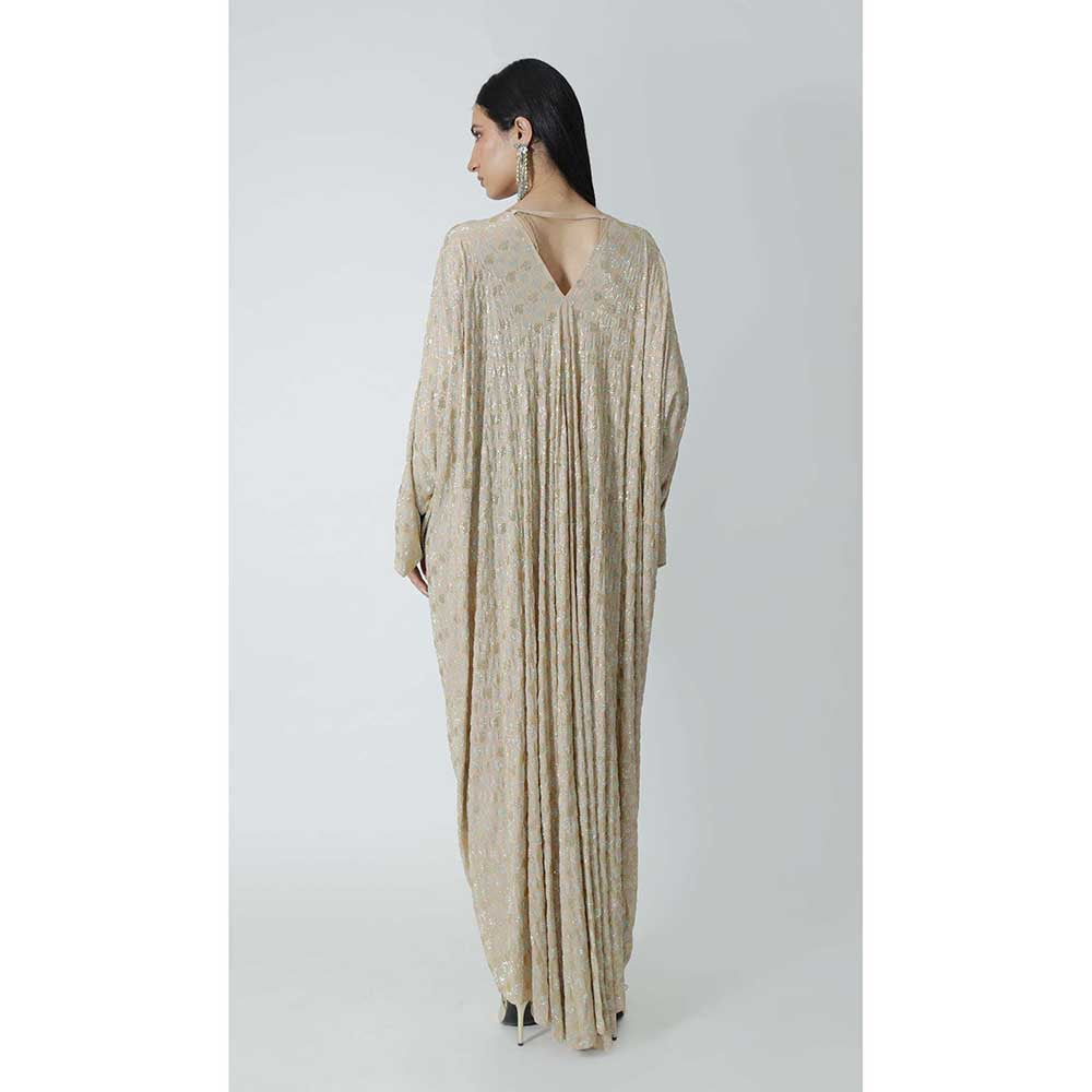 CHHAYA MEHROTRA Beige Dia Kaftan Dress with Bralette (Set of 2)