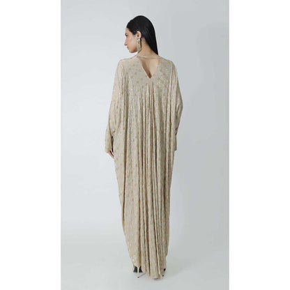 CHHAYA MEHROTRA Beige Dia Kaftan Dress with Bralette (Set of 2)