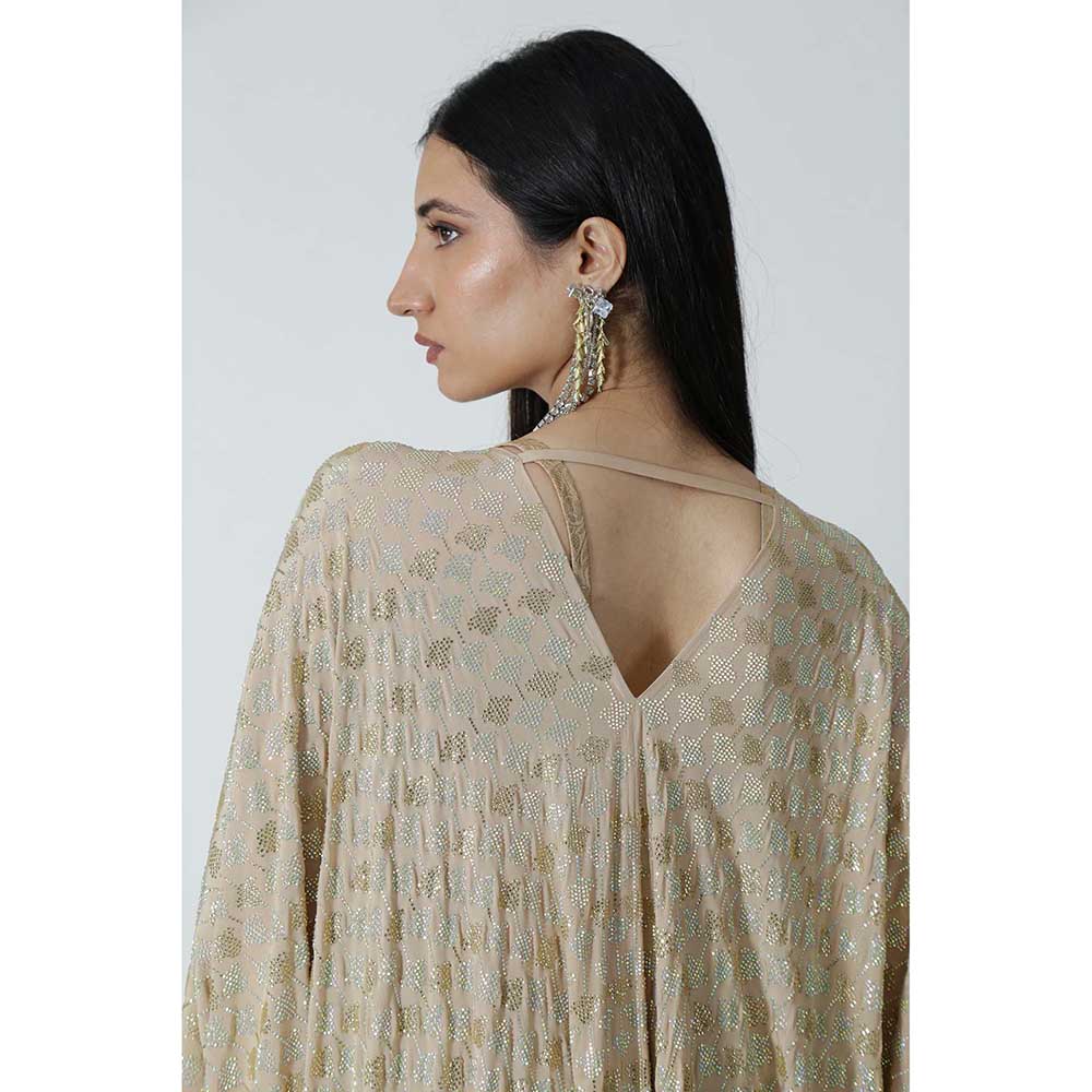 CHHAYA MEHROTRA Beige Dia Kaftan Dress with Bralette (Set of 2)