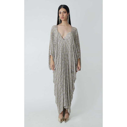 CHHAYA MEHROTRA Grey Eden Kaftan Dress with Bralette (Set of 2)