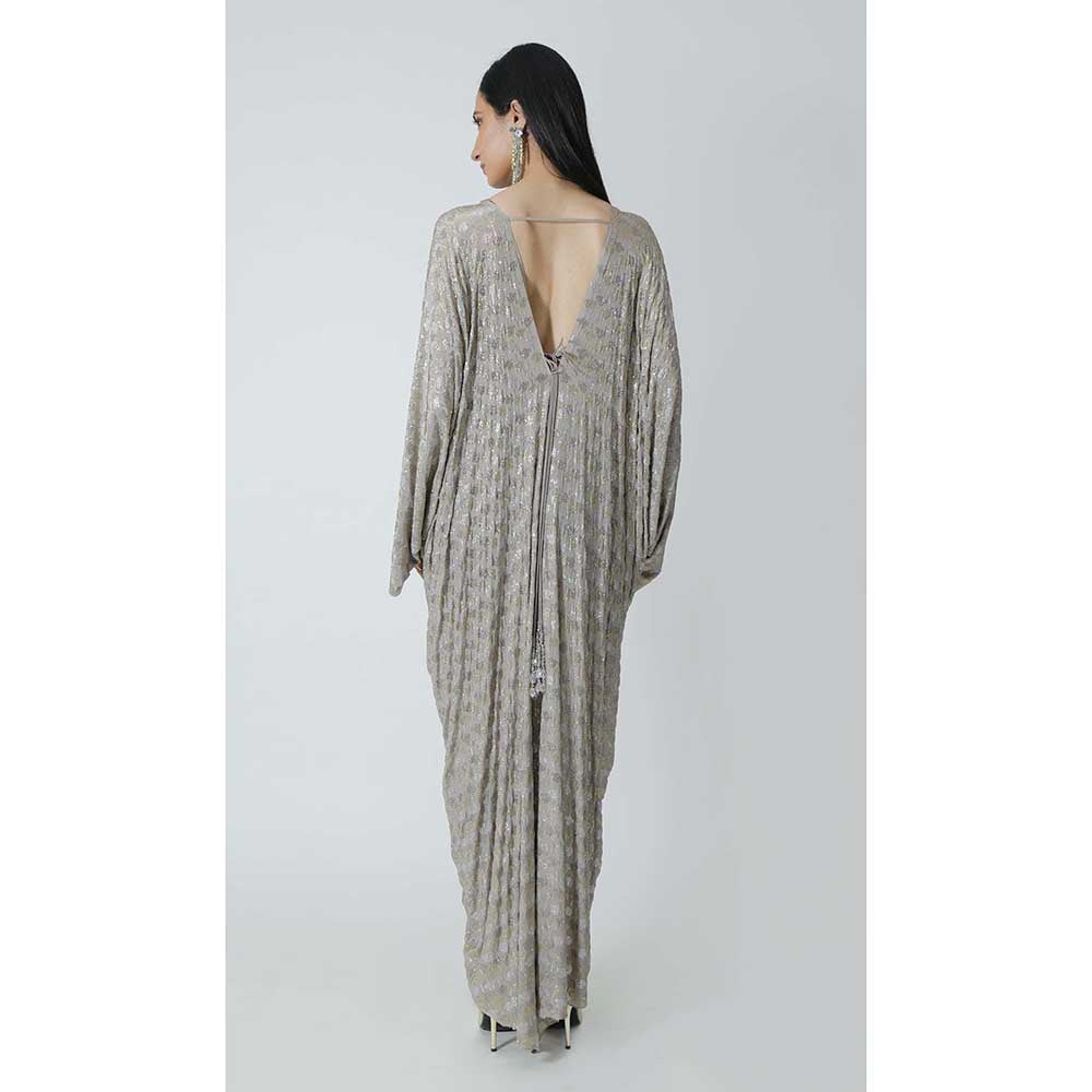 CHHAYA MEHROTRA Grey Eden Kaftan Dress with Bralette (Set of 2)
