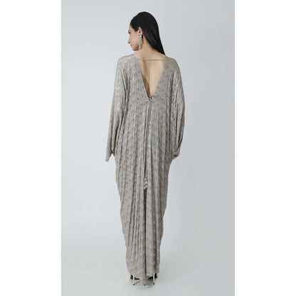 CHHAYA MEHROTRA Grey Eden Kaftan Dress with Bralette (Set of 2)