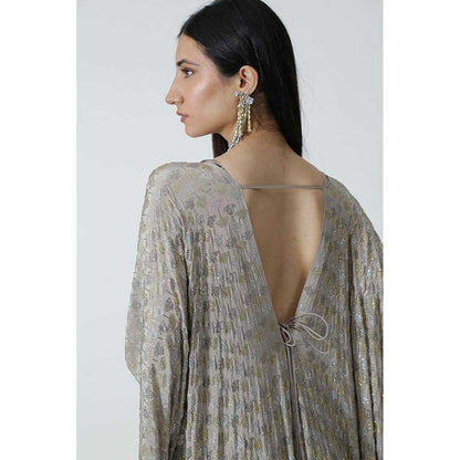 CHHAYA MEHROTRA Grey Eden Kaftan Dress with Bralette (Set of 2)
