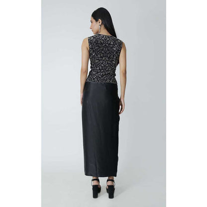 CHHAYA MEHROTRA Black Evren Waistcoat with Skirt (Set of 2)