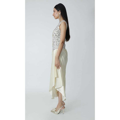 CHHAYA MEHROTRA Ivory Livana Waistcoat with Skirt (Set of 2)