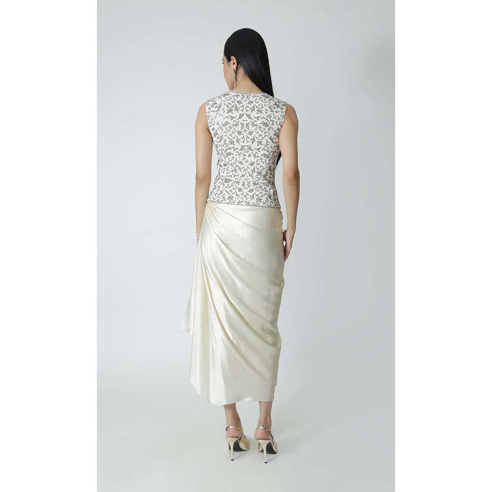 CHHAYA MEHROTRA Ivory Livana Waistcoat with Skirt (Set of 2)