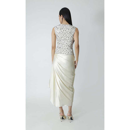 CHHAYA MEHROTRA Ivory Livana Waistcoat with Skirt (Set of 2)