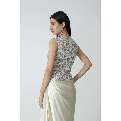 CHHAYA MEHROTRA Ivory Livana Waistcoat with Skirt (Set of 2)