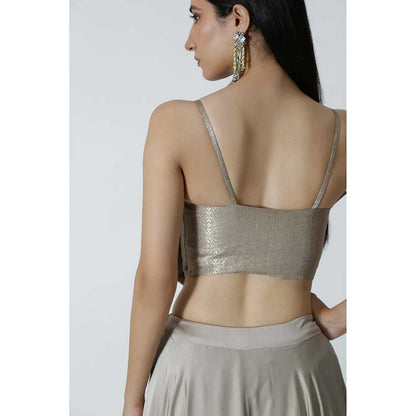 CHHAYA MEHROTRA Grey Mirri Lehenga with Crop Top (Set of 2)