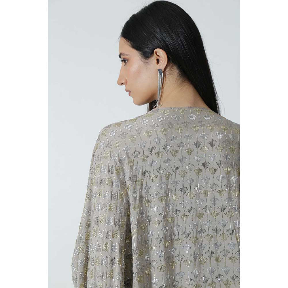 CHHAYA MEHROTRA Grey Neoma Lehenga with Bralette and Cape (Set of 3)