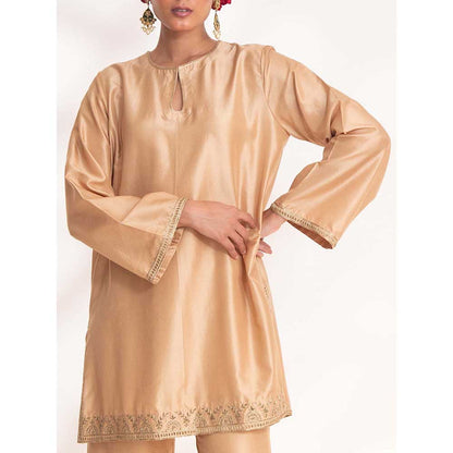 CHHAYA MEHROTRA Beige Aavya Kurti with Pant (Set of 2)