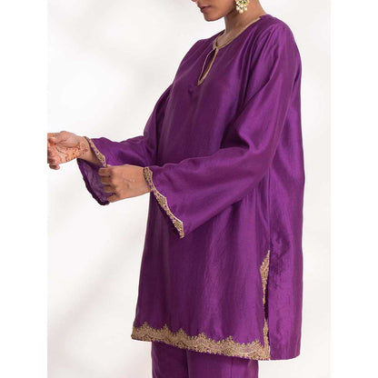 CHHAYA MEHROTRA Purple Lekha Kurti with Pant (Set of 2)