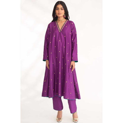 CHHAYA MEHROTRA Purple Iya Kurta with Pant (Set of 2)