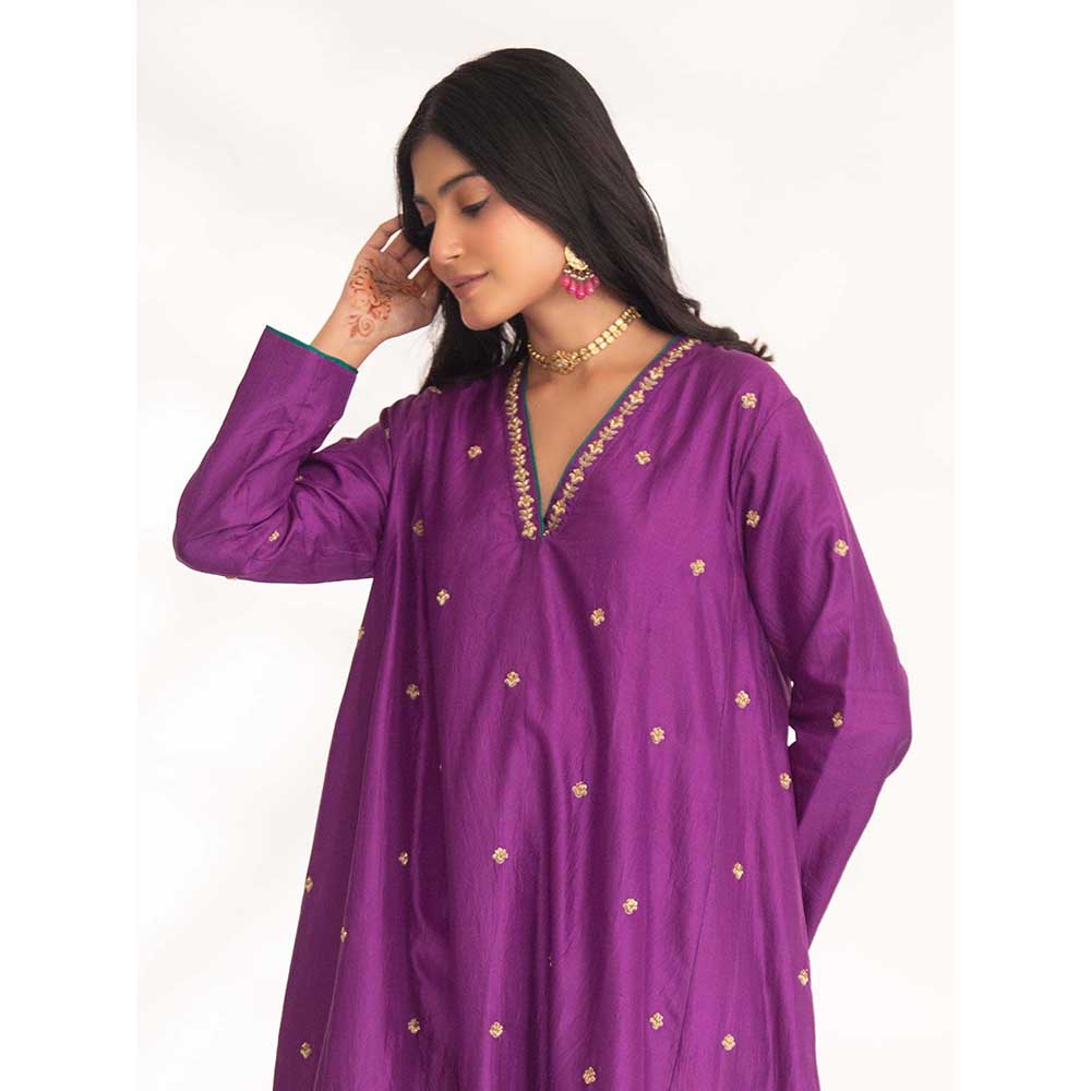 CHHAYA MEHROTRA Purple Iya Kurta with Pant (Set of 2)