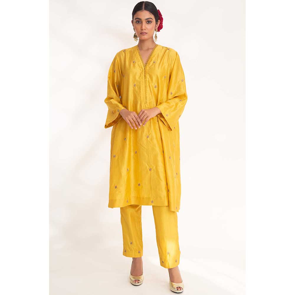 CHHAYA MEHROTRA Yellow Ojal Kurta with Pant (Set of 2)
