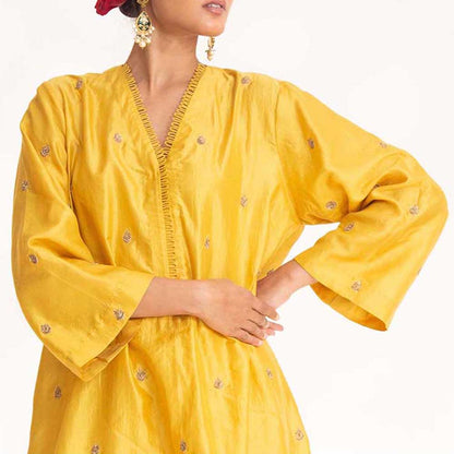 CHHAYA MEHROTRA Yellow Ojal Kurta with Pant (Set of 2)