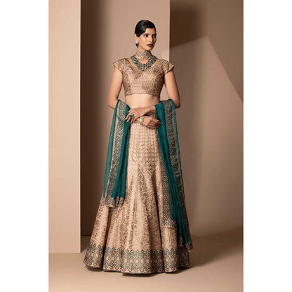 CHHAYA MEHROTRA Gold Kanak Lehenga with Blouse and Dupatta (Set of 3)