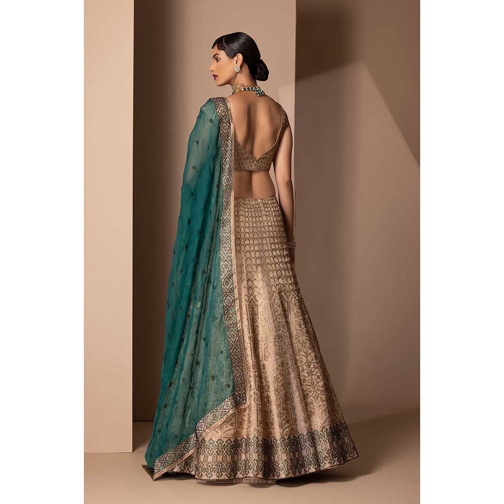 CHHAYA MEHROTRA Gold Kanak Lehenga with Blouse and Dupatta (Set of 3)