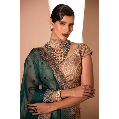 CHHAYA MEHROTRA Gold Kanak Lehenga with Blouse and Dupatta (Set of 3)