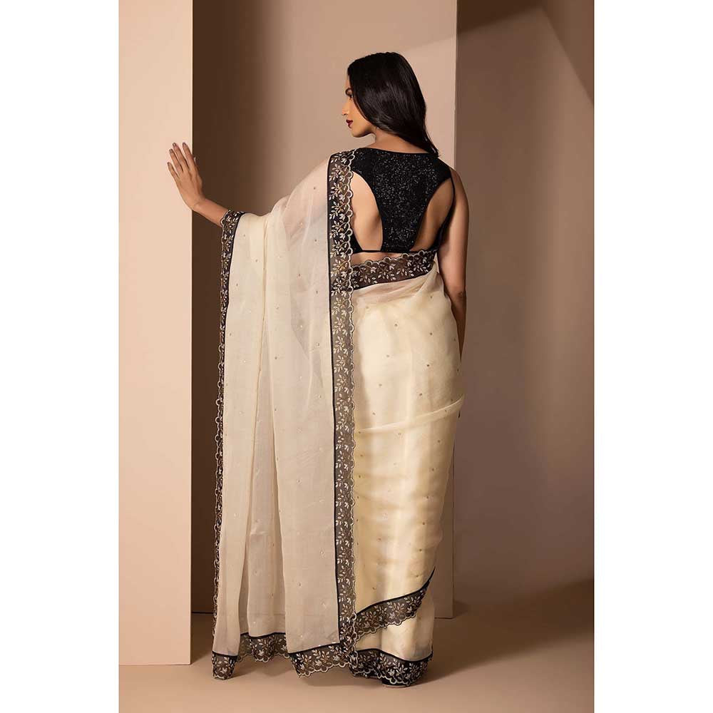 CHHAYA MEHROTRA Off White Seher Saree with Stitched Blouse