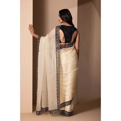 CHHAYA MEHROTRA Off White Seher Saree with Stitched Blouse