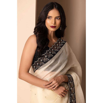 CHHAYA MEHROTRA Off White Seher Saree with Stitched Blouse