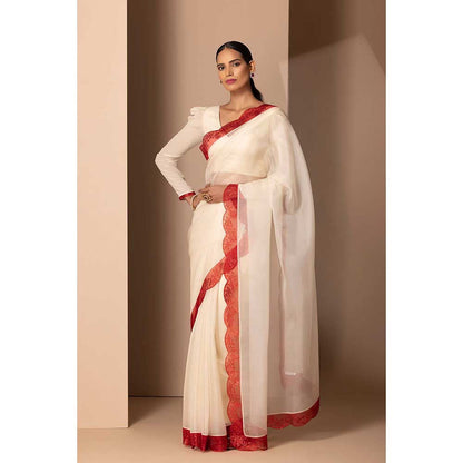 CHHAYA MEHROTRA Off White Srija Saree with Stitched Blouse