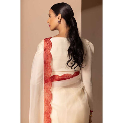 CHHAYA MEHROTRA Off White Srija Saree with Stitched Blouse