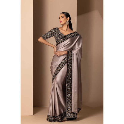 CHHAYA MEHROTRA Grey Vyoma Saree with Stitched Blouse