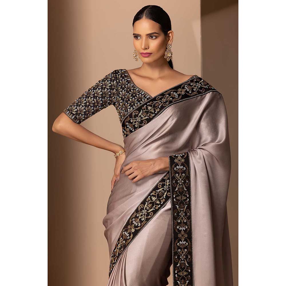 CHHAYA MEHROTRA Grey Vyoma Saree with Stitched Blouse