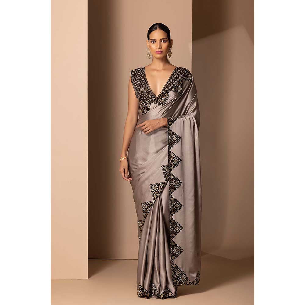 CHHAYA MEHROTRA Grey Tridha Saree with Stitched Blouse