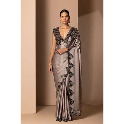 CHHAYA MEHROTRA Grey Tridha Saree with Stitched Blouse