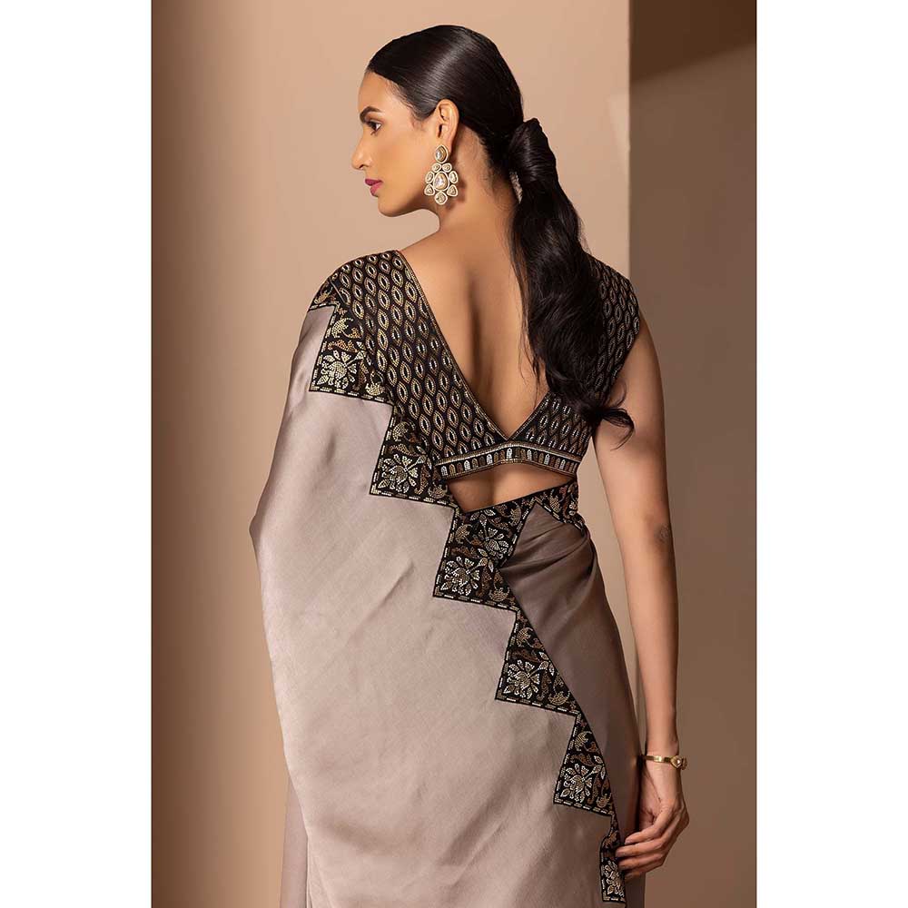 CHHAYA MEHROTRA Grey Tridha Saree with Stitched Blouse