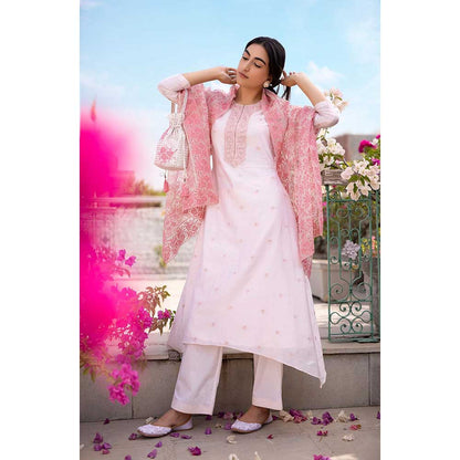 CHHAYA MEHROTRA Pink Anaaya Kurta with Pant and Dupatta (Set of 3)