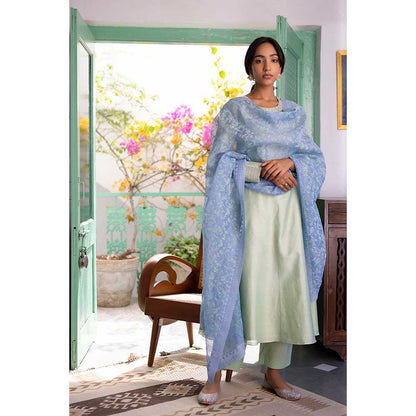 CHHAYA MEHROTRA Green Inari Kurta with Pant and Dupatta (Set of 3)
