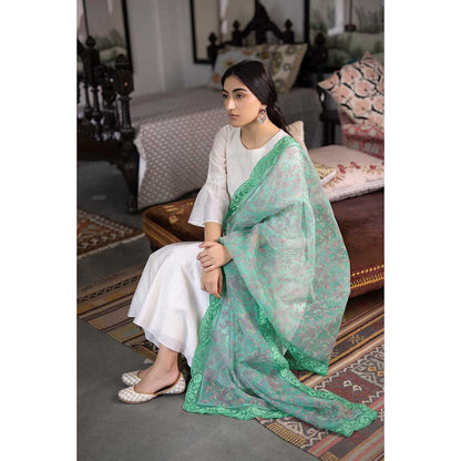 CHHAYA MEHROTRA Off White Dhruvi Kurta with Pant and Dupatta (Set of 3)