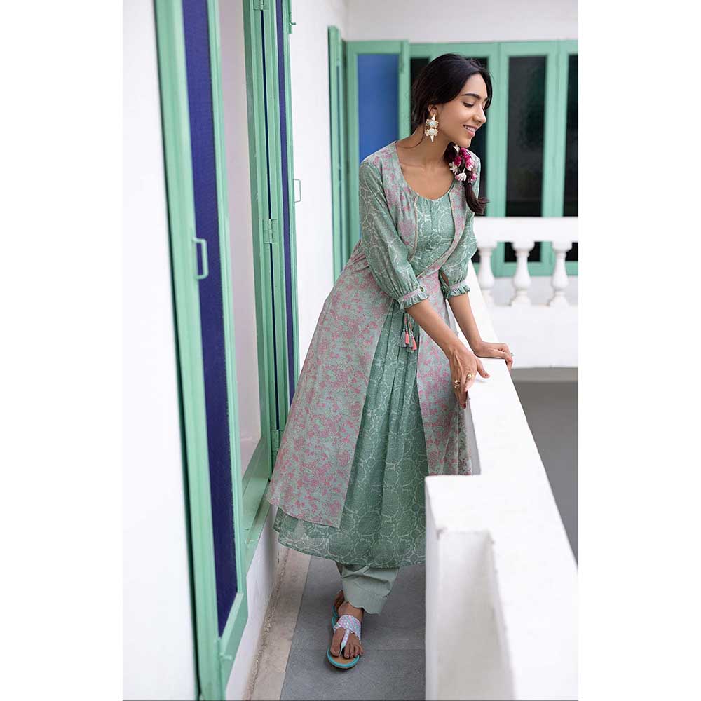 CHHAYA MEHROTRA Green Nitya Kurta with Pant (Set of 2)