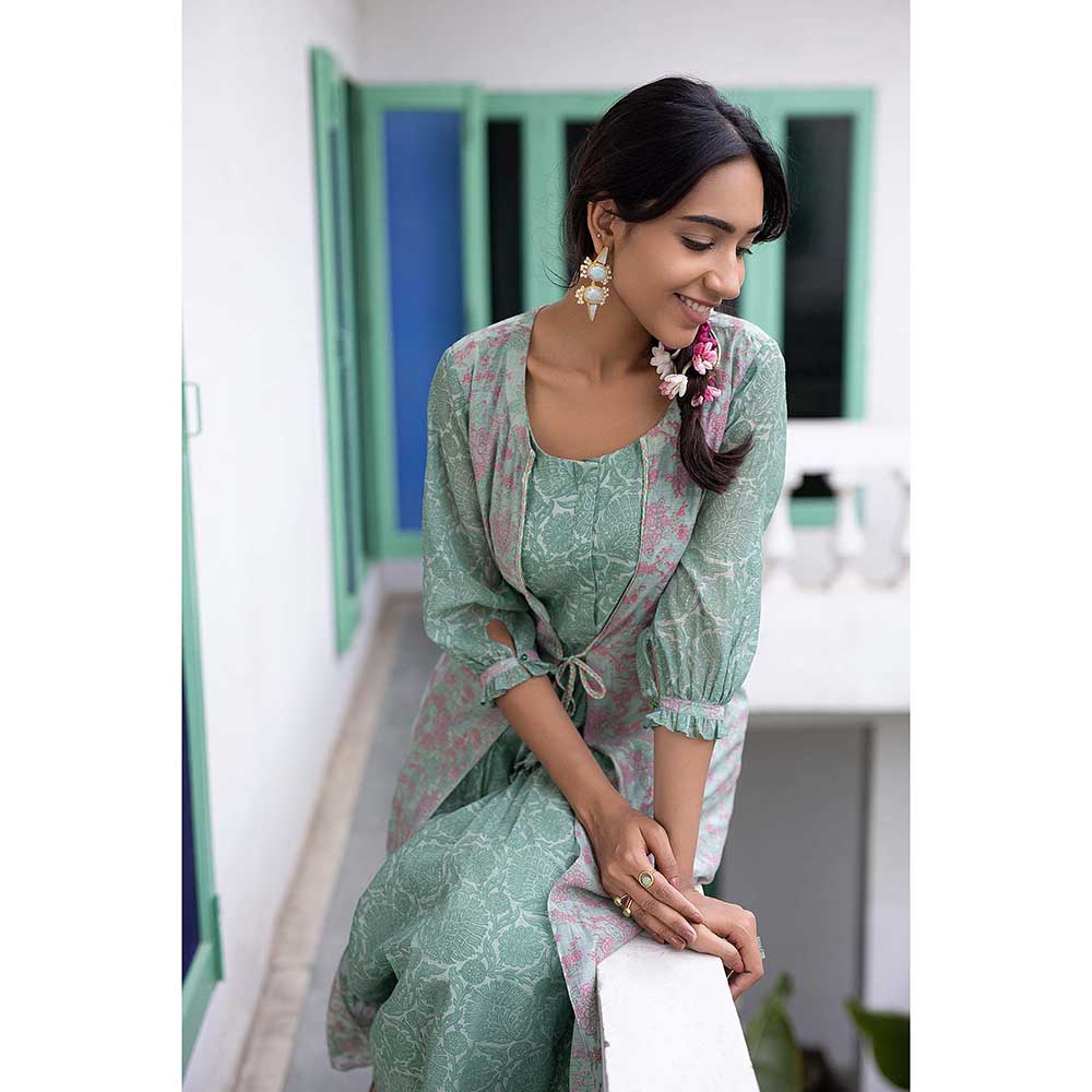 CHHAYA MEHROTRA Green Nitya Kurta with Pant (Set of 2)