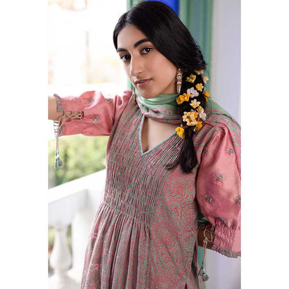 CHHAYA MEHROTRA Pink Raadhya Kurta with Pant and Dupatta (Set of 3)