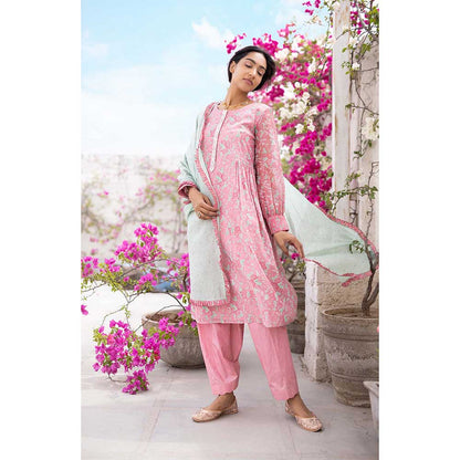 CHHAYA MEHROTRA Pink Raima Kurta with Pant and Dupatta (Set of 3)