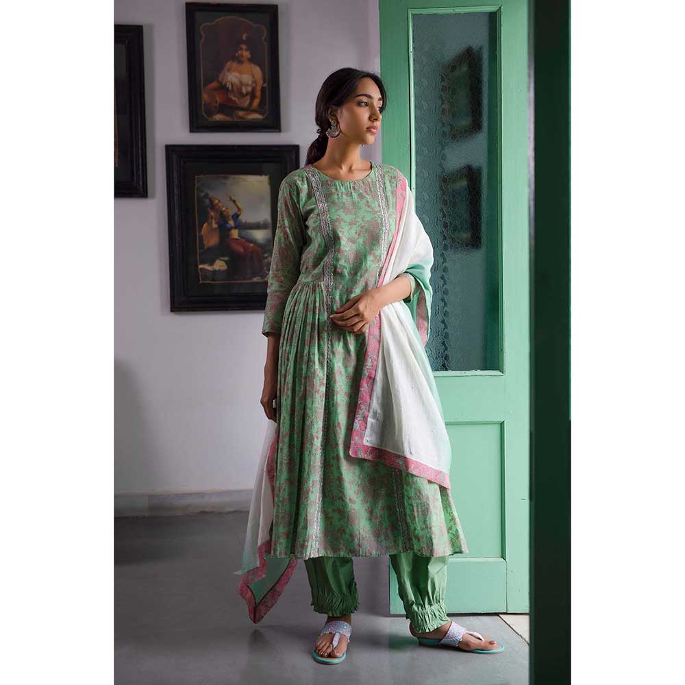 CHHAYA MEHROTRA Green Heer Kurta with Pant and Dupatta (Set of 3)