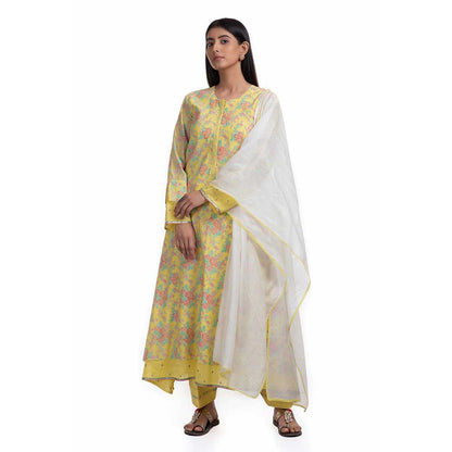 CHHAYA MEHROTRA Yellow Ridhika Kurta with Pant and Dupatta (Set of 3)