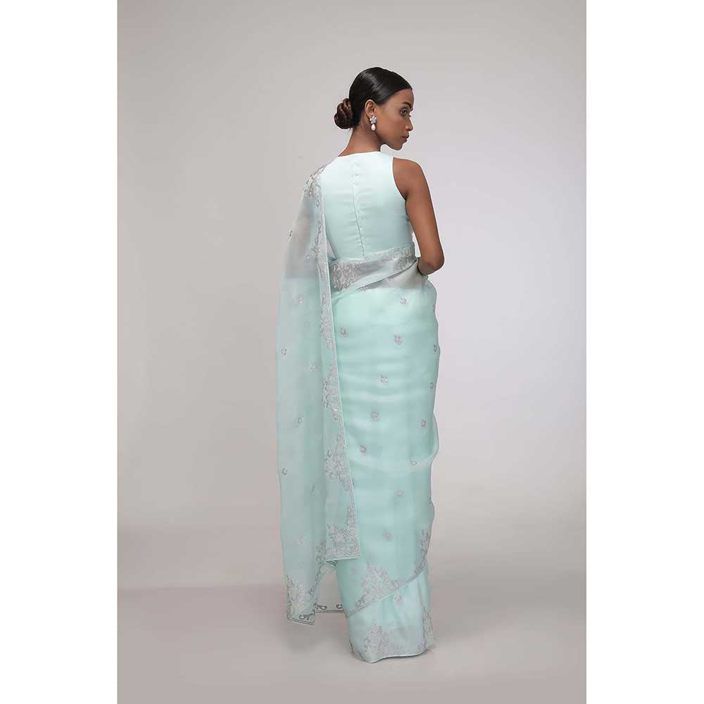 CHHAYA MEHROTRA Green Ethereal Mist Saree with Stitched Blouse