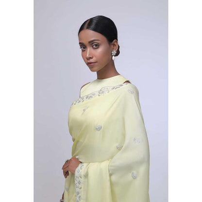 CHHAYA MEHROTRA Yellow Pure Primrose Saree with Stitched Blouse