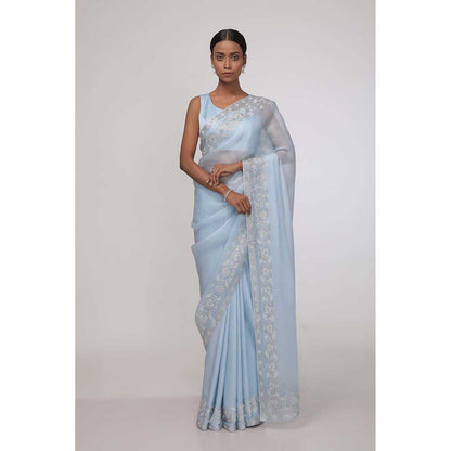 CHHAYA MEHROTRA Blue Aura Saree with Stitched Blouse