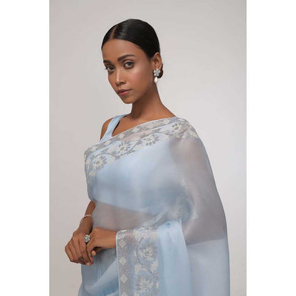 CHHAYA MEHROTRA Blue Aura Saree with Stitched Blouse
