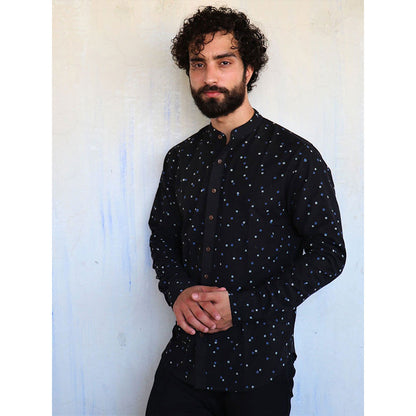 Chidiyaa Black Polka Dots Block Printed Shirt