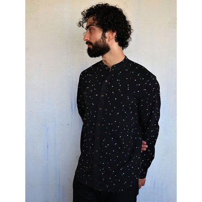 Chidiyaa Black Polka Dots Block Printed Shirt