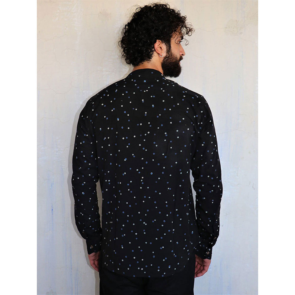Chidiyaa Black Polka Dots Block Printed Shirt