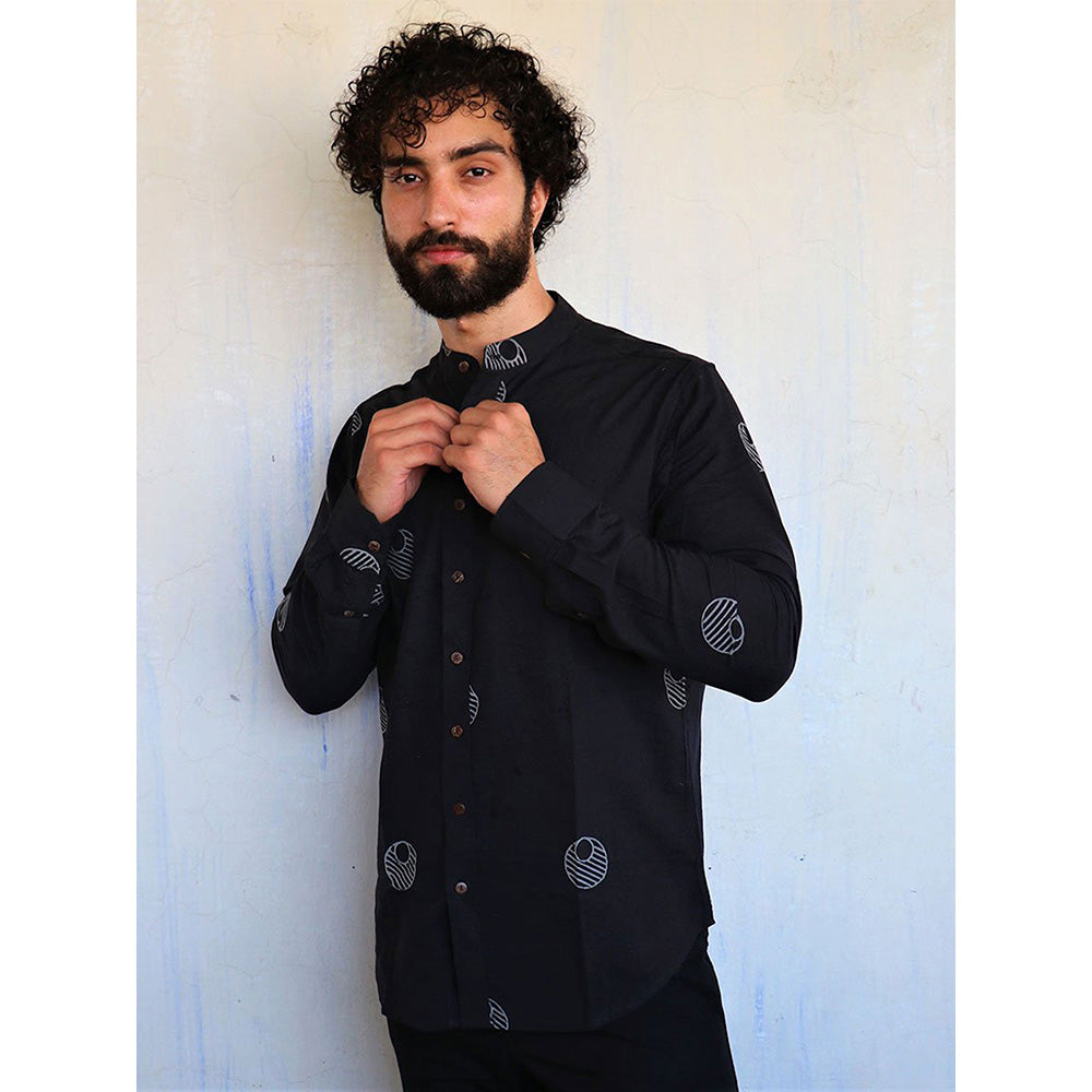 Chidiyaa Black Lunar Block Printed Shirt